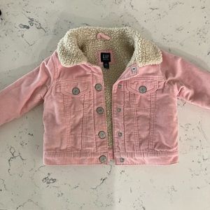 Gap - 3t pink Toddler Sherpa-Lined Corduroy Jacket with Washwell